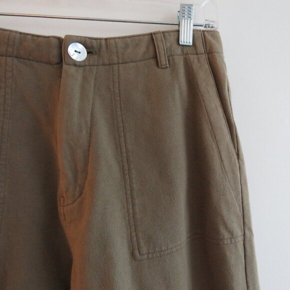 ACACIA Dublin Pant in Moss Green Cotton Raw Hem Casual Travel Vacation - Size S - Picture 5 of 16